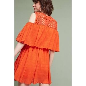 Anthropologie Eyelet Cold Shoulder Dress